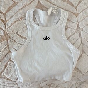 ALO Yoga White Ribbed Tank Top